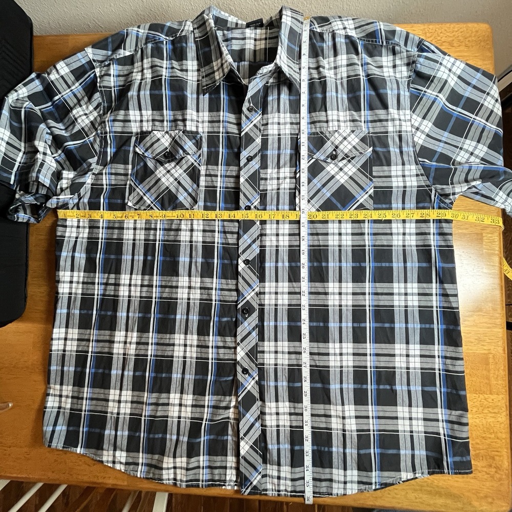 Blue Gear BG Men's 5XL Blue White Black Plaid Pockets Short Sleeves Lightweight - Picture 5 of 5